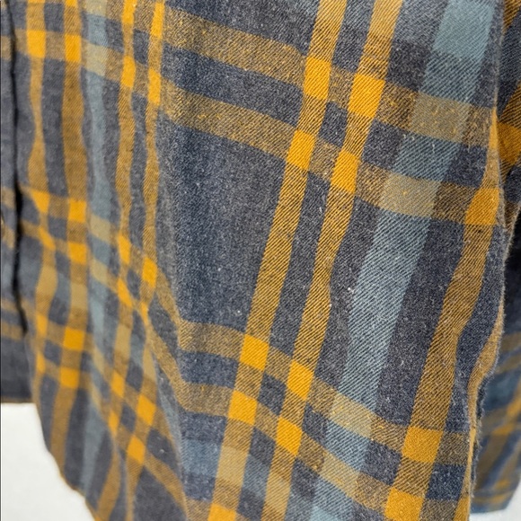 prAna Percy Organic Cotton Flannel Shirt Blue Gray Gold Plaid Size Small - Picture 5 of 5